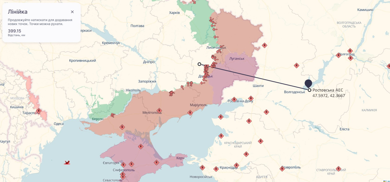 Ростовська АЕС, аварія на Ростовській АЕС, Ростовська АЕС карта