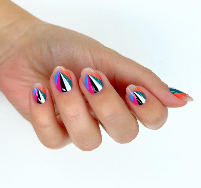 модный маникюр, лоскутный маникюр, маникюр, маникюр для коротких ногтей