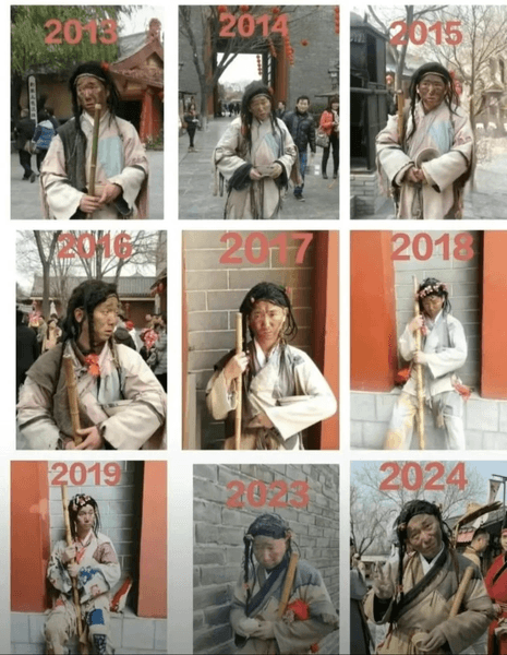 Китайский актер, притворяется нищим, актер, талантливый актер, средняя зарплата, просит деньги, туристы, деньги, зарабатывает на улицах