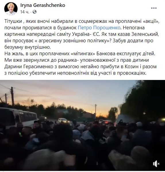 Ірина Геращенко, акція проти Петра Порошенка,