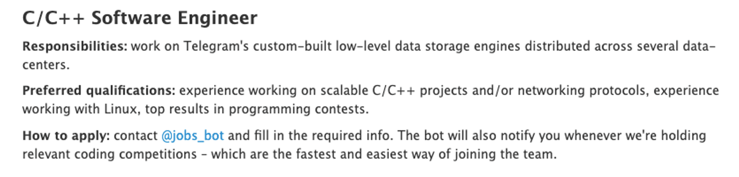 мессенджер, Telegram, вакансии