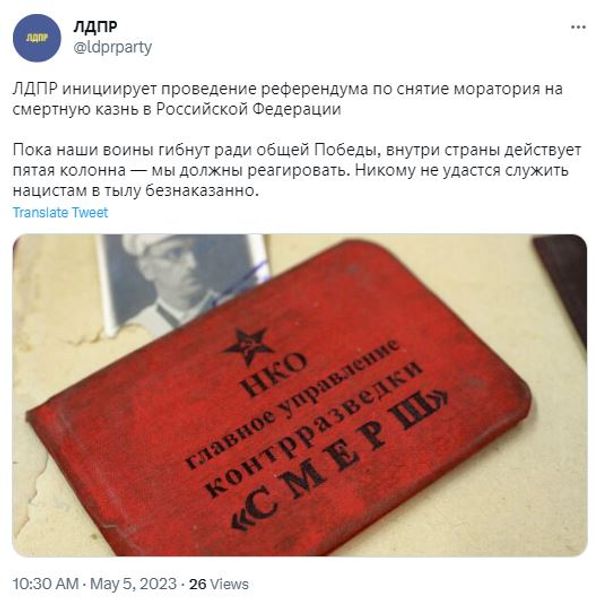 ЛДПР, смертная казнь, Россия, референдум