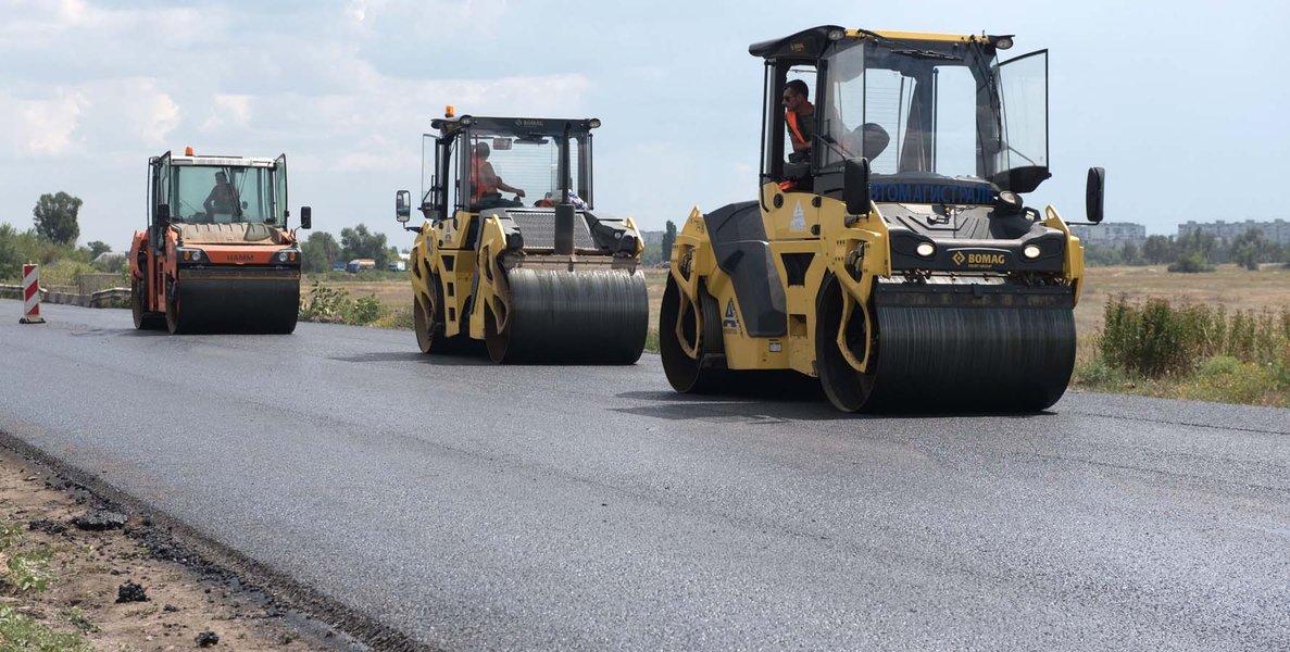 Строительство, бульдозер, асфальтовый каток