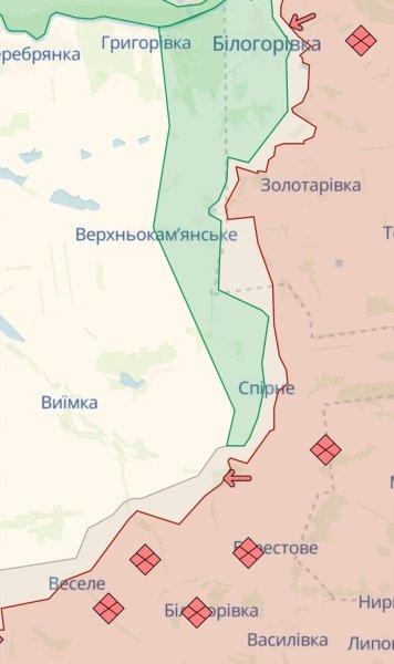 Веселое, Белогоровка Ситуация на Бахмутском отрезке. Фото DeepStateMap