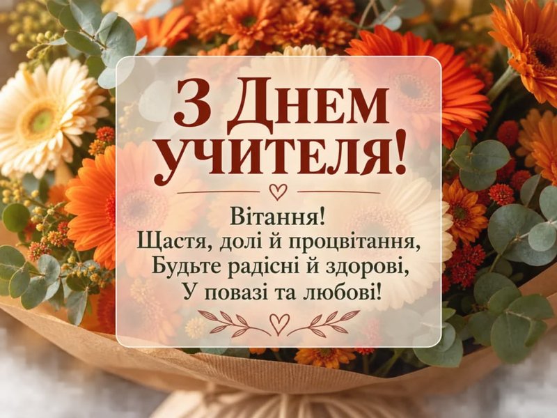 Листівки на День вчителя Теплі привітання з Днем вчителя