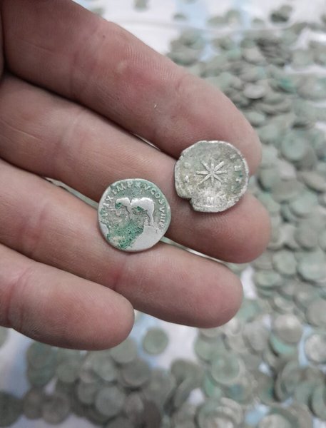 Чоловік знайшов монети, давньоримські монети, 1500 стародавніх монет, знахідка, скарб, скарб, металошукач, великий скарб, срібні динарії