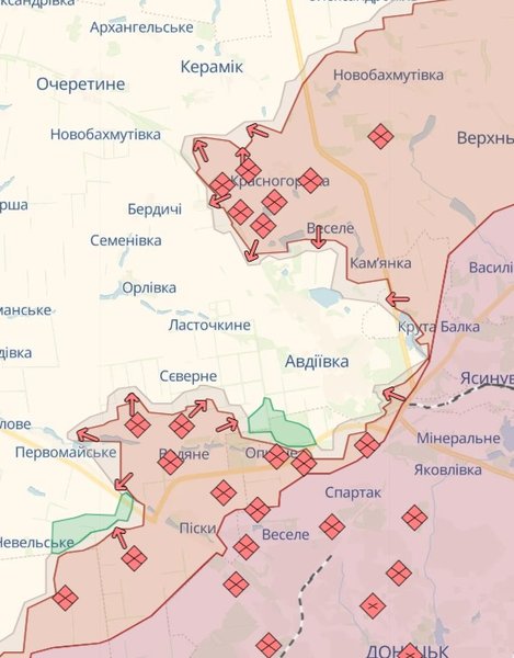 Авдеевское направление, карта боевых действий