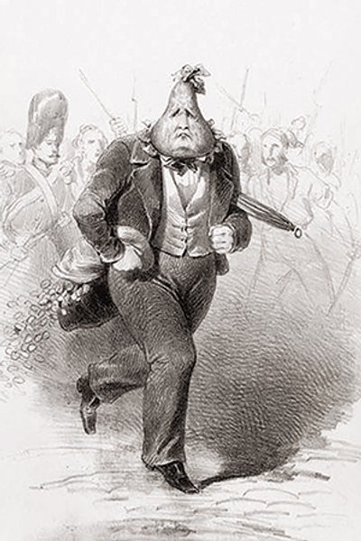 

ГОРЬКИЙ КОНЕЦ. Луи Филипп в образе "короля-груши" бежит из страны
