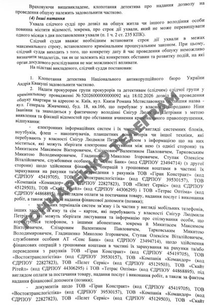 Судебное постановление об обыске Судебное постановление об обыске в банке "Сенс"