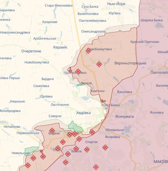 Авдеевский отрезок, карта боевых действий