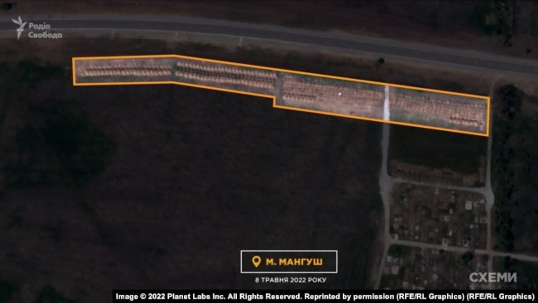 Спутниковые снимки братских могил в Мариуполе, братские могилы,