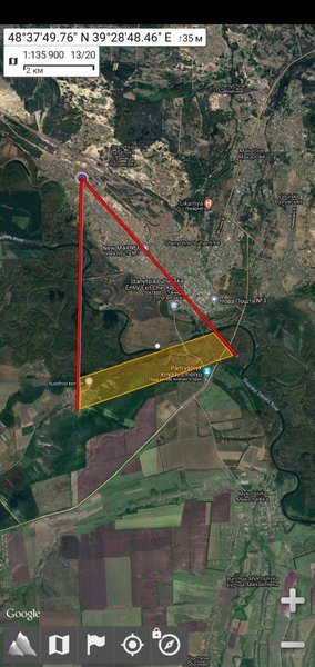 Приблизна траєкторія польоту боєприпасу, що влучив у дитсадок у Станиці Луганській