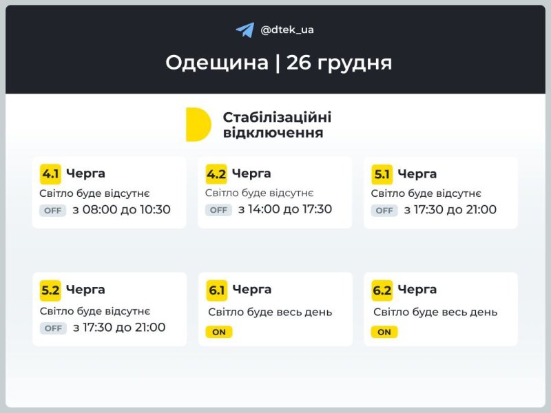 В Україні частково ввели аварійні відключення світла: графіки на 26 грудня