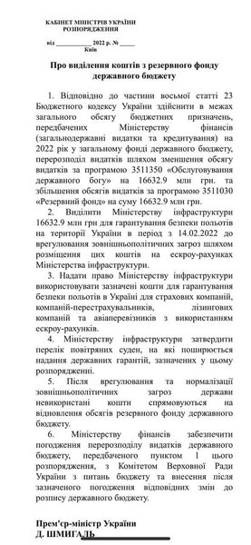 кабинет министров, постановление кабмина, механизм страхования безопасности полетов, авиаперелеты, открытое небо