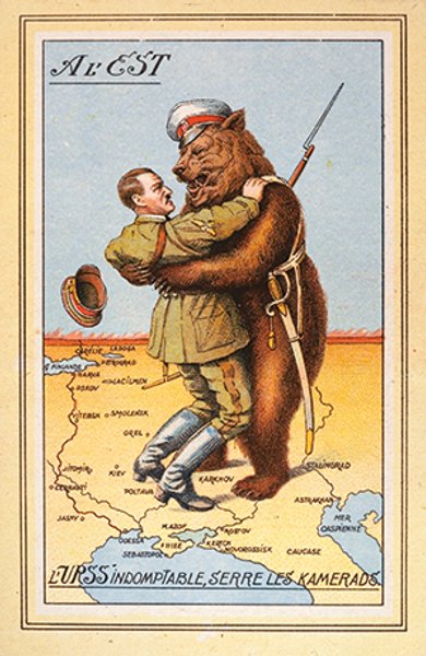 

Французские карикатуристы отреагировали на Пакт и его последствия сатирическим рисунком, где Гитлер и российский медведь борются, стоя при этом на территории современной Украины
