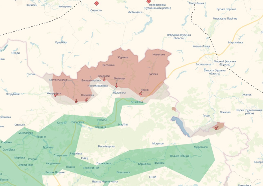 карта сумська область карта боїв у Сумській області 8 червня