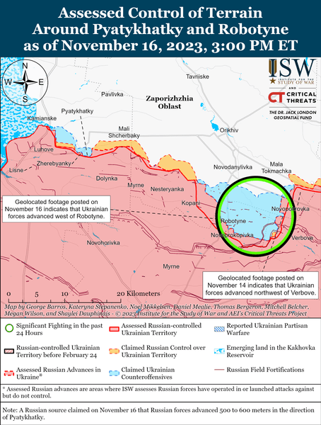 Запорізький напрямок, карта бойових дій