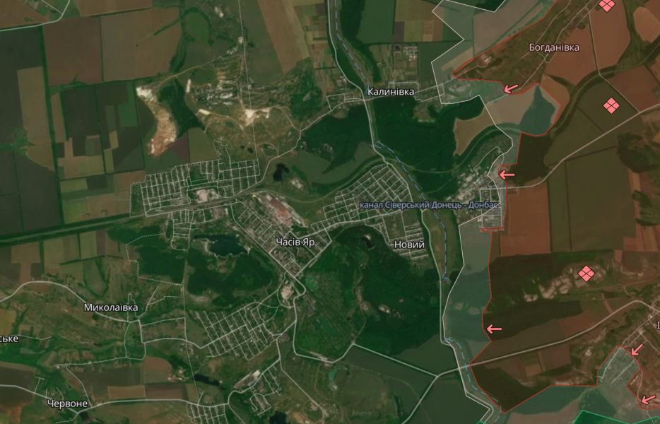 Часів Яр, Донецька область, ситуація на фронті Карта бойових дій