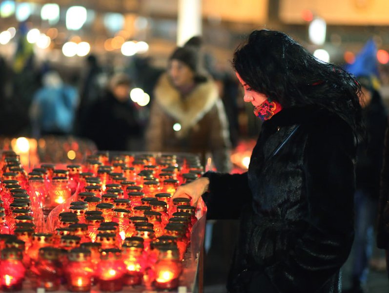 Митинг памяти погибших под Волновахой. Майдан