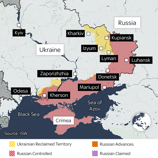 Карта боїв в Україні: листопад 2022 року