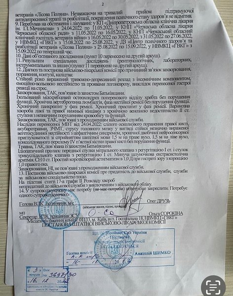 ВВК — о травмах Иванина вследствие службы в армии