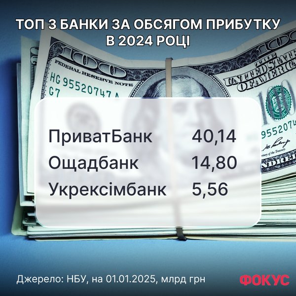 Топ 3 установи України за прибутком у 2024 році в рейтингу банків Фокуса