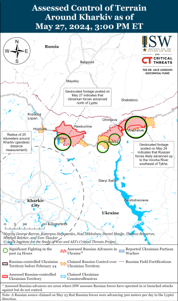 Карта бойових дій на Харківщині