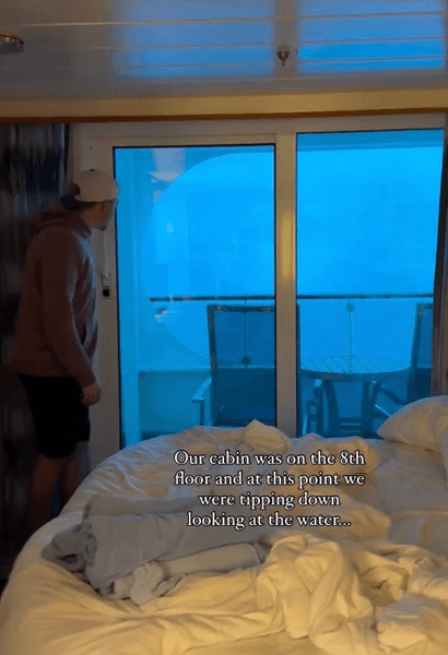 Супруги попали в шторм во время круиза, круизный лайнер, круиз, корабль мечты, годовщина свадьбы, сильный шторм, шторм,