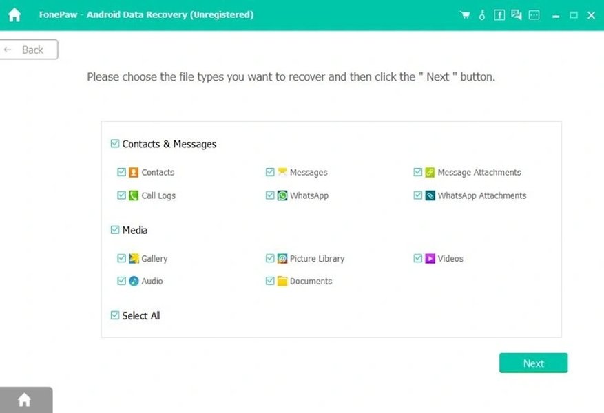 Выбор пунктов для восстановления