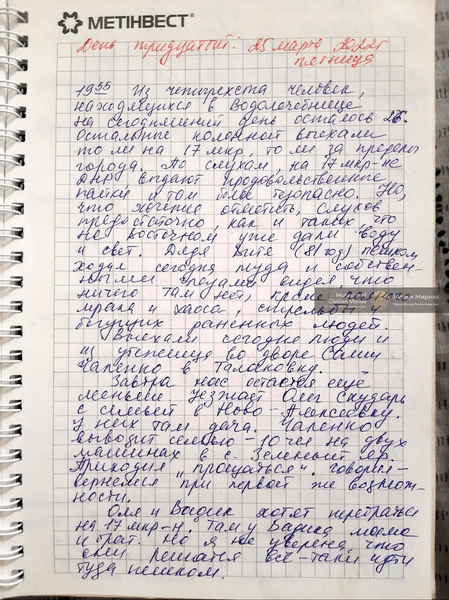 Сторінка щоденника Савенко