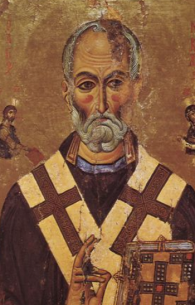 Изображение на Дядо Коледа в египетски манастир Изображение на Свети Никола от 13-ти век от манастира Света Екатерина, Египет