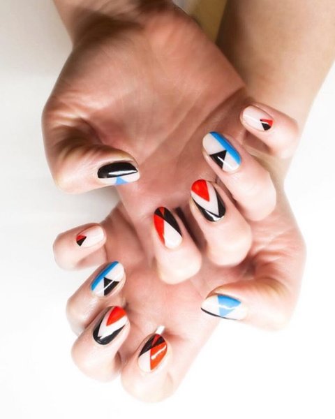 модный маникюр, лоскутный маникюр, маникюр, маникюр для коротких ногтей