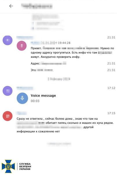 Переписка корректировщицы с российским куратором