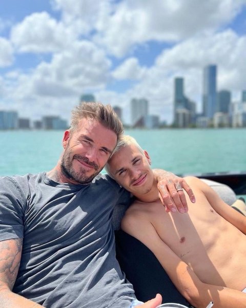 David Beckham with son Romeo