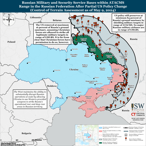 Карта можливих ударів по території РФ