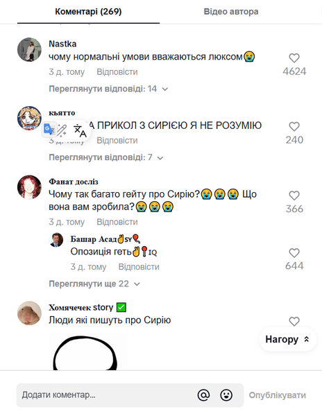 Коментарі користувачів мережі