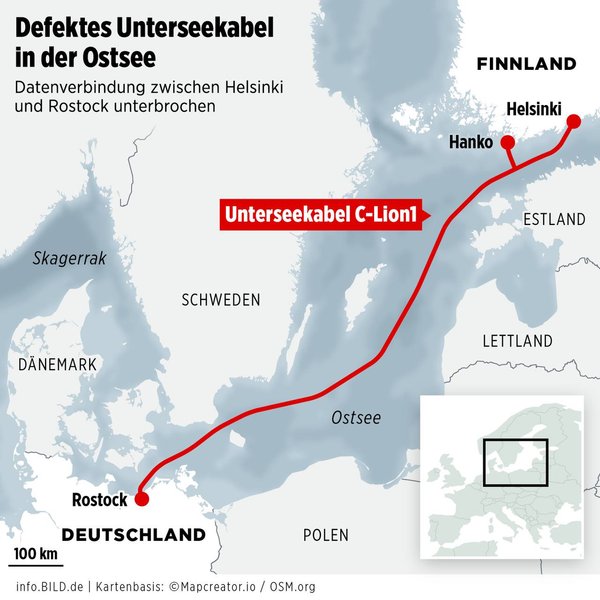 карта, кабель, інтернет-кабель, Балтійське море