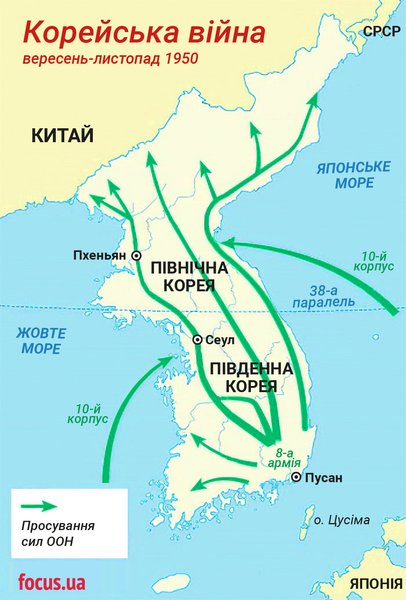 Північна Корея, Південна Корея, розділ Кореї, 38 паралель, корейська війна, війна в кореї, військові карти