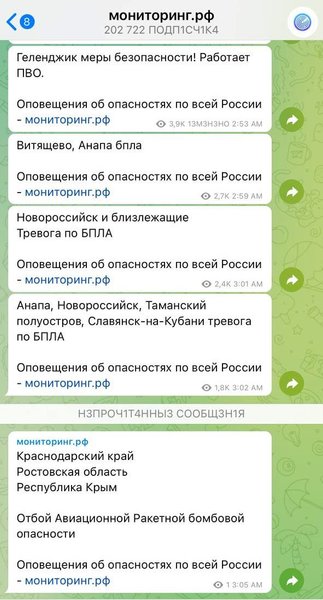 повідомлення про загрози російських пабліків