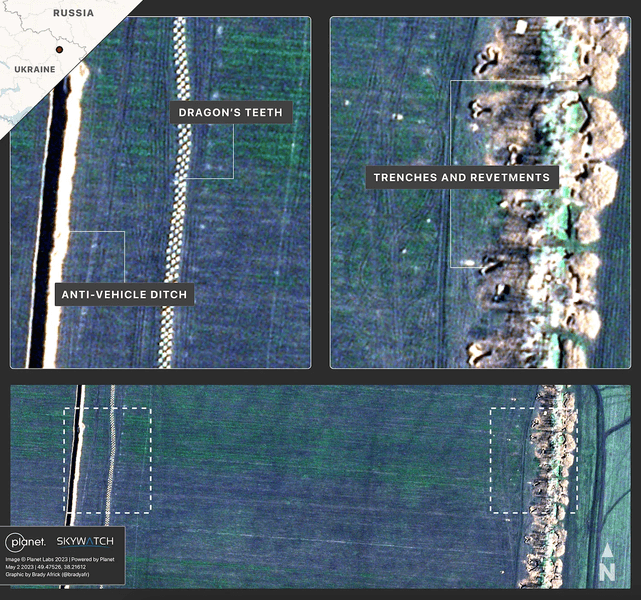 укрепления ВС РФ, оборона ВС РФ, спутниковый снимок, карта боевых действий