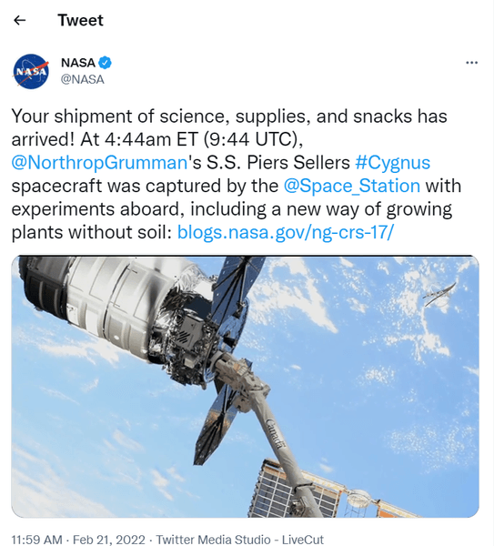 НАСА, МКС, Cygnus, захват, груз