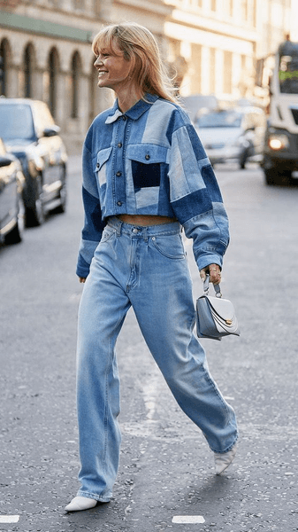 женская мода, лето 2020, деним, джинсовая одежда, тотал лук, фото