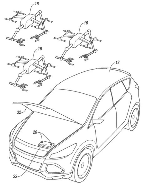 Ford, патент,зарядка машин, беспилотник