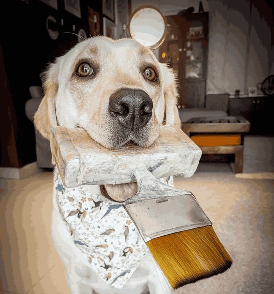 Далі показує робочого пензля