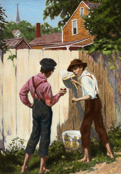 приключения тома сойера, том сойер, марк твен, том сойер красит забор