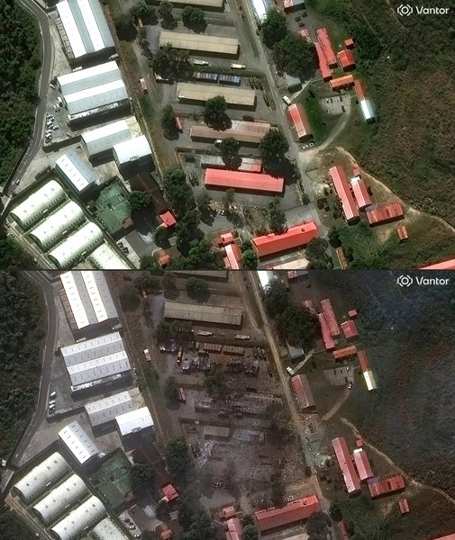 Повреждения на крупнейшем военном комплексе Фуэрте-Тиуна в Каракасе