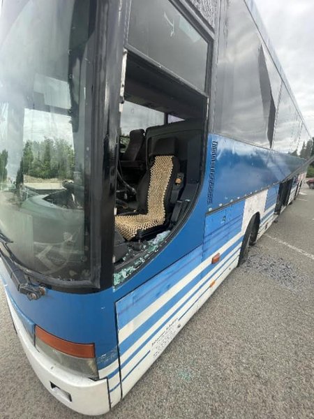 Пострадавший автобус в Харьковской области