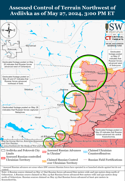 Карта боевых действий возле Авдеевки