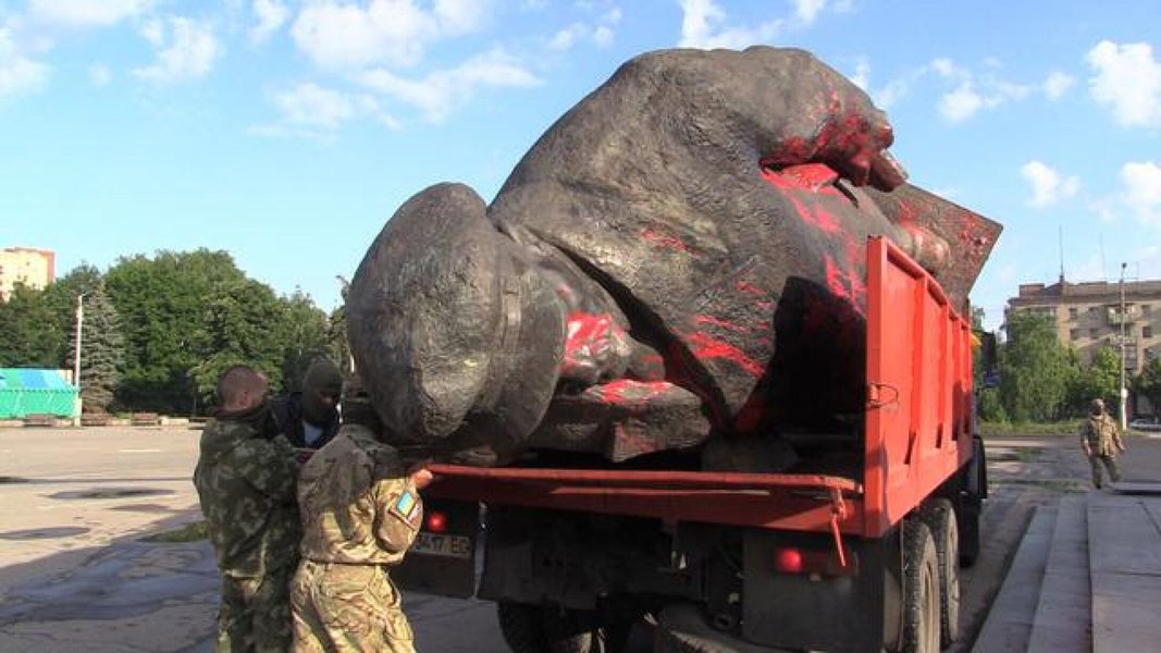 демонтаж памятника ленину, славянск, демонтаж