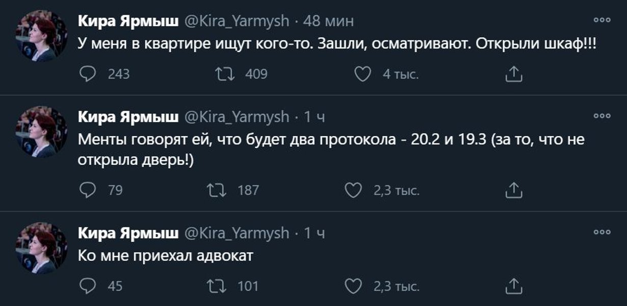 Твитт, Кира Ярмыш, задержание, навальный